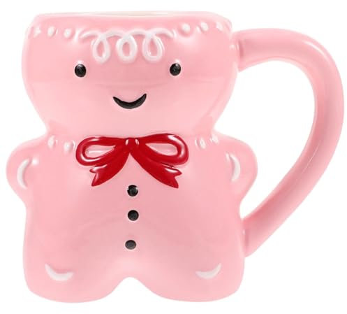 Naisicatar 350 ML Gingerbread Man Mug Céramic Christmas Mugs Mugs Cartoon Gingerbread Café Masse avec Mange de thé