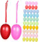 DIKACA Ostereier Set 50 Stück Ostereier Eierspielzeug Osterparty-Ei Ei-verzierung Weiße Verzierung Füllende Osterleckereien Osterbaumschmuck Bunte Hängende Eier Feder Handbuch Plastik