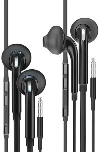 Auriculares con Cable Jack 3,5 in Ear Cascos Deporte Headset Microfono Control (2 Pack) Gaming Headphones Dormir Earphones Compatible con Xiaomi Compatible con Redmi Compatible con Samsung Galaxy A70