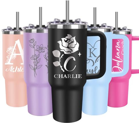 SECOGM Thermobecher Personalisiert mit Text-Personalisierter Kaffeebecher mit Strohhalm und Deckel-Edelstahl Reise Kaffeebecher 40 Oz-Papa Geschenk für Vatertag Männer Frauen (Name)