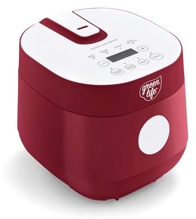 GreenLife - Digital rice cooker, 2 cups uncooked/4 cooked rice, PFAS and PFOA free, removable dishwasher safe ceramic, healthy cooking, automatic presets and keep the