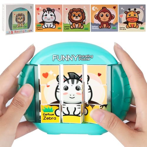 YAOZUP Spielzeug 4-in-1 Puzzle 9 Teile, Drehbares 3D Puzzle, Montessori Puzzle für Kinder, Geduldspiele Lernspielzeug Motorikspielzeug, Kinderpuzzle Steckpuzzle Geschenk für Kinder ab 2 3 4 5 6