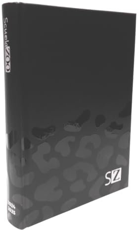 Kalender kompatibel mit Schülerkalender Zoo Schwarz Leopard mit Aufklebern 2024-2025 datiert F.to Standard 18 x 14 cm + Schlüsselanhänger Pfeife und Stift mehrfarbig