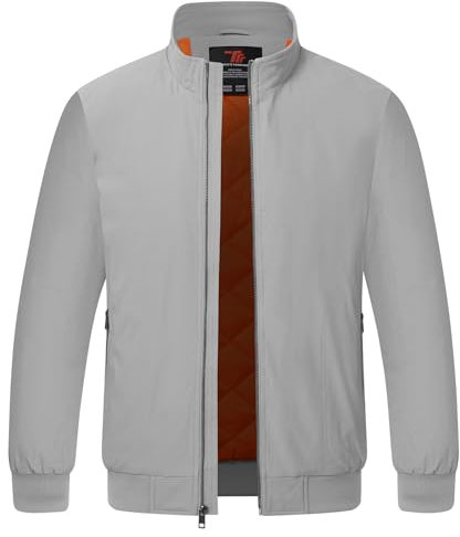 YSENTO Mens Bomber Jackets Winter Casual Windbreakers Jacket Windproof Lined Warm Baseball Coat Outwear(Light Grey,L)