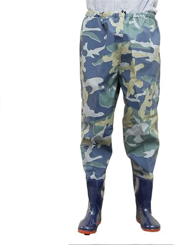 DgtZyrih Stivali da Pesca Super Alti, Scarpe Antipioggia Spesse Antiscivolo, Vita Elastica, Stivali Multifunzione in Nylon PVC + Stivali, Stivali in Gomma Impermeabili, Stivali da Caccia,Blu,43