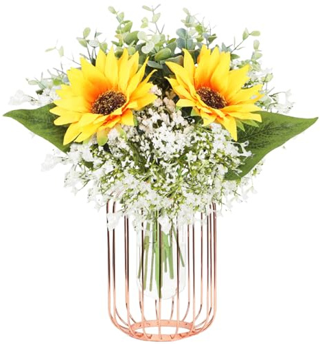 astylishome Faux Flower Arrangements Autumn Colours Decoration Leaf Stem Branch Sunflower Berries Flower for Fall Thanksgiving Home Holiday Festival Decoration 3713