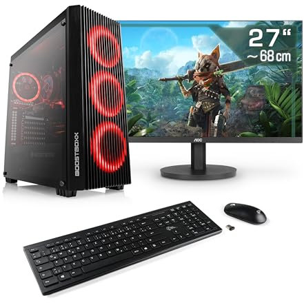 Gaming PC mit Windows 11 Home, Intel Core i7-14700 8X 2100 MHz, 1000 GB M.2 SSD, 32 GB DDR5-RAM, Intel UHD Graphics 770, Gigabyte Mainbaord, USB 3.2, 27 Zoll WQHD, Tastatur/Maus-Set, M11370H