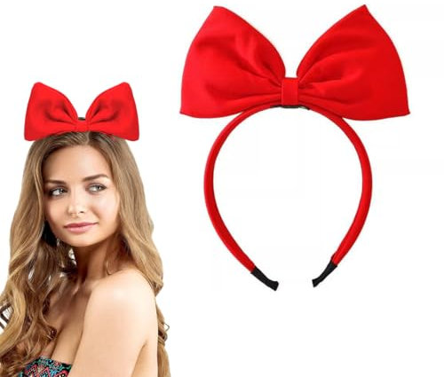 SGERUFZ Serre-tête avec nœud pour femmes et filles, pour la Saint-Valentin, rouge