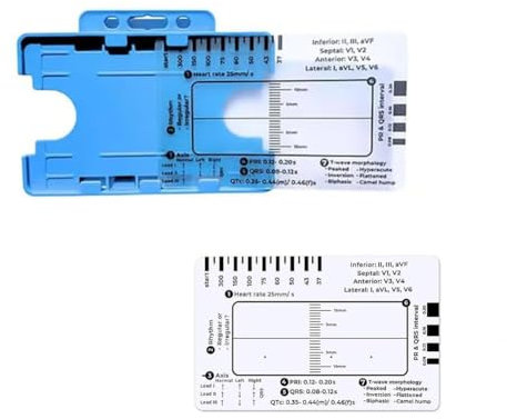 Sxmrmnx ECG 7 Step Ruler ECG Ruler Plastic Ruler Measuring Tool for ECG/EKG Interpretation Easy-to-Carry with 1 Protect Sheath