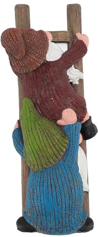 Kuuleyn Lustige Kletterleiter, Outdoor-Dekoration, Gartenzwerg-Statue, Harzleiter, Klettern, lustige Zwerg-Gartenstatue für Rasen, Veranda