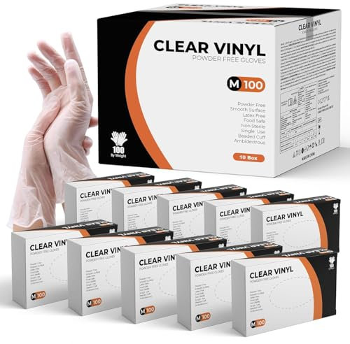 K-MART Clear Vinyl Gloves, packaging may vary - 1000 Count - Clear (1000, Medium)