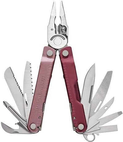 Leatherman Rebar Outil Multifonction - 17 Outils pour le Bricolage et le Camping - Acier Inoxydable, Heathered Cranberry