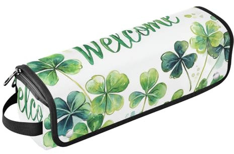 Foiosoh Hair Tool Travel Bag with Heat Resistant Pad Large Hair Straigheners Travel Case for Flat Irons, Straighteners, Curling Irons, Clover Green and White