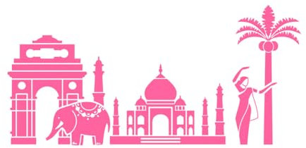 Schriftzug-Aufkleber Indien Landschaft Hindu Elefant Mädchen Bauchtänzerin 50.4x105.4cm Fallt nicht ab Rosa