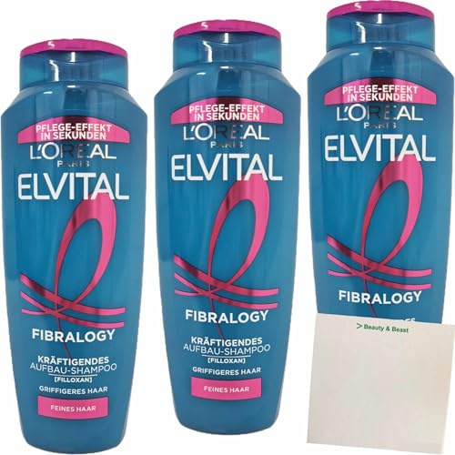 usy Bundle für Elvital Shampoo Fibralogy 3er Pack (3x300ml Flasche) + usy Block