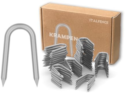 Italfence - Krampen aus verzinktem Stahl Ø2,2 x 25 mm, U-Nägel, Befestigung Maschendrahtzaun [1 kg, ~700 Stück]