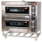 Romux® Forno per pizza industriale doppio elettrico 4+4x32 cm con pavimento in ceramica refrattaria e termostato di qualità | Temperatura max 400°C - 13200W | Forno professionale per bar e ristoranti