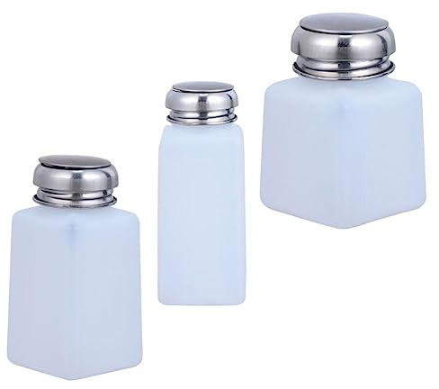 Mikinona Lot De 3 Bouteilles De Stockage De Liquide Antistatique Rechargeables 250ml 200ml 100ml Modèle à Pousser En Aluminium Blanc Pour Usage Professionnel Et Portatif