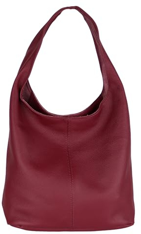 MIRROSI Beuteltasche Damen aus Echtleder – Made in Italy – Shopper & Tragetasche 33x32x16 cm – Handtasche mit viel Stauraum – Leder Schultertasche