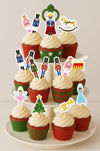 42 x PRE CUT NUTCRACKER CHRISTMAS STAND UP EDIBLE WAFER CARD RICE PAPER CUPCAKE TOPPERS DECORATIONS
