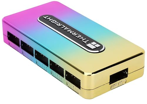 Thermalright TR ARGB HUB Controller Rev.A mit SATA Netzteil, Unterstützt 10-Gruppen von ARGB Fans Hub, 10-Port 3-Pin PC Fan Controller für Beleuchtung, 90 x 46 x 16 mm