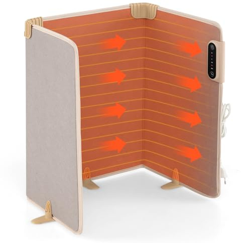 COSTWAY Foldable Leg Foot Warmer, 3-Fold Personal Under Desk Space Heater with 3-Level Thermostat up to 70℃, 1-4H Timer & Auto Off, Quiet Electric Heated Feet Knee Warmer Pad for Home Office (Beige)