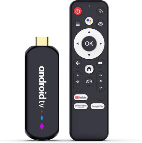 Android 14.0 TV Stick Android TV OS 4K Ultra HD,TV Stick Amlogic S905L3 Quad-Core 16GB WiFi6 2.4G/5.8Ghz BT5.0 4K AV1 Ultra HDR10+ BT5.0 Controllo vocale Smart Home Player