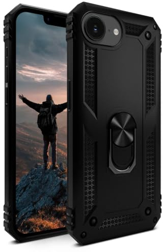 ONEFLOW für iPhone 17e Hülle mit Handygriff Ständer, Outdoor Schutzhülle stoßfest Panzerhülle mit Kameraschutz, Handyhülle Hybrid TPU Case, Titan Cover, matt Schwarz