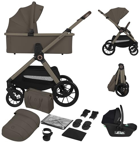 Lionelo Layla Kinderwagen 3 in 1 (0-4 Jahre, 0-22 Kg) Reisesysteme Set | mit Babyschale I-Size 40-87 Cm, Babywanne und Sportsitz, Liegeposition, Federung, PU-Räder, UPF50+ Verdeck