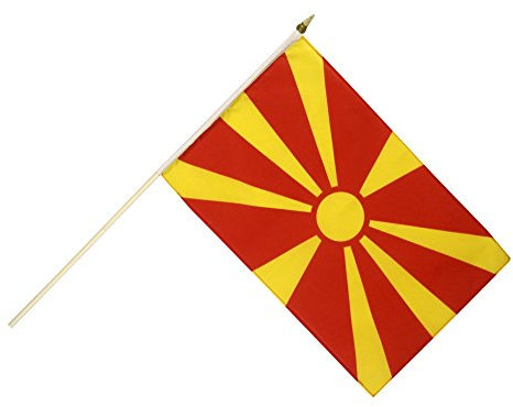 Flaggenfritze Stockflagge/Stockfahne Mazedonien + gratis Sticker