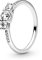 PANDORA Timeless Drei Klare Steine Ring aus Sterling-Silber mit Cubic Zirkoniasteinen verziert, Größe: 56, 196242CZ-56