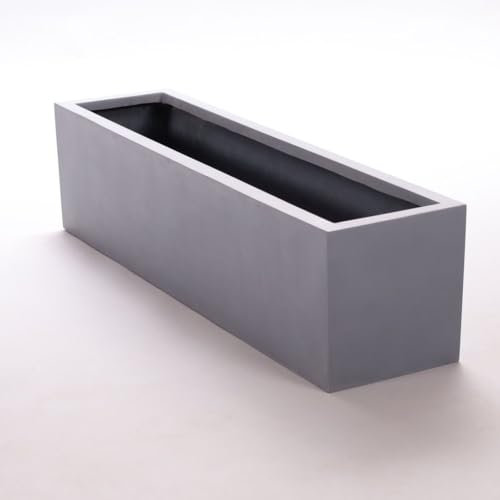 Elegant Einrichten Pflanztrog Blumentrog Fiberglas 100x25x25cm grau