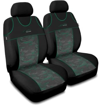 Saferide 2er Set Autositzbezüge PKW universal | Auto Sitzbezüge Polyester Grün für Airbag geeignet | für Vordersitze | 1+1 Autositze vorne