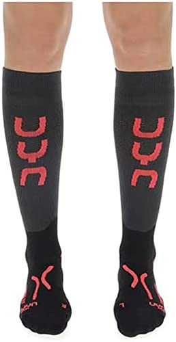 UYN Damen Run Compression Fly Socke, Schwarz/Pink, 32 EU