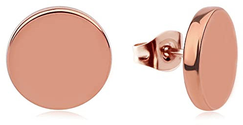Ohrringe Roségold rund für Damen - Wasserfest I Roségoldene Knopf Ohrstecker mit Platte I Minimalistische Edelstahl Kreis Stecker mit 18 Karat Vergoldung