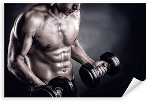 Postereck - 3263 - Fitness Mann, Hanteln Sport Sixpack Muskeln - Wandposter Fotoposter Bilder Wandbild Wandbilder - Poster - 3:2-91,0 cm x 61,0 cm