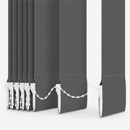 MADE TO MEASURE VERTICAL BLIND REPLACEMENT SLATS LOUVRES by Homesmart Blinds 89mm 3.5 HUGE CHOICE OF FABRICS - Dark Grey (Stone, Made To Measure)