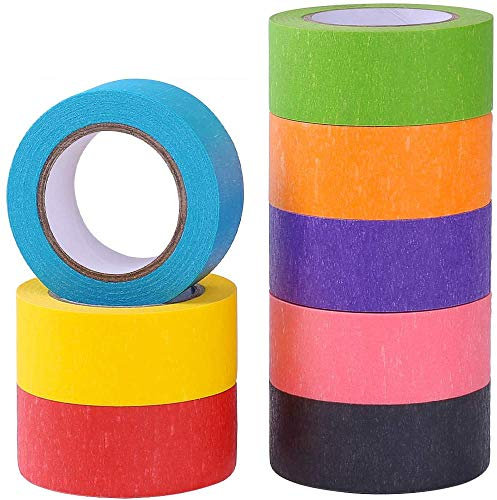 Nastro adesivo colorato, 8 rotoli di carta arcobaleno arcobaleno per artigianato,codifica colore,decorazione,materiale artistico divertente per bambini,multifunzione,nastro adesivo Washi per pittura