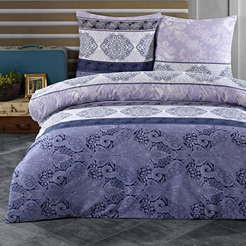 Buymax® Bettwäsche 135x200 100% Baumwolle 4-Teilig Bettbezug - Bettwäsche-Sets 135 x 200cm mit 2 mal Kissenbezüge 80x80cm, ÖKO-TEX Renforcé-Bettdeckenbezüge Set mit Reißverschluss