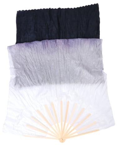 BESPORTBLE Bauchtanz Fan Schleier Lange Seide Faltfächer Farbverlauf Handheld Fans für Japanische Chinesische Bühne Performance Liefert 1. 8M Schwarz