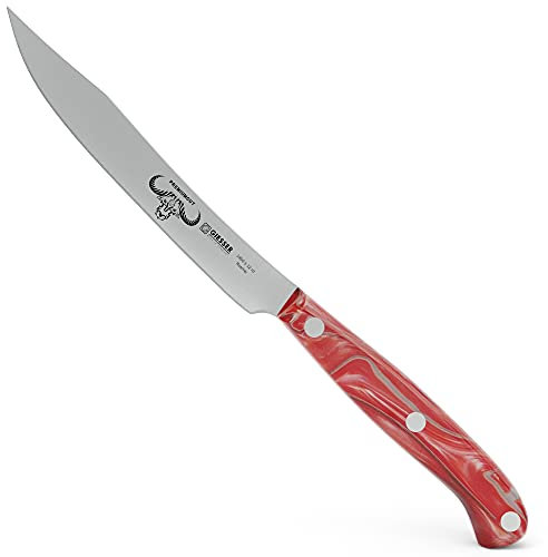 Giesser seit 1776 - Made in Germany - Steakmesser 12 cm Red Diamond, PremiumCut Steak No 1, Acryl, rot, rostfrei, deutsches scharfes Messer