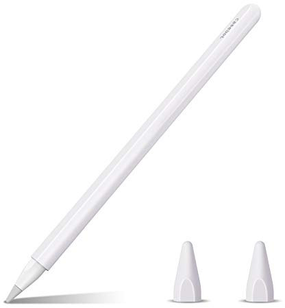 Fintie Silikon Hülle Kompatibel mit Apple Pencil Pro/Apple Pencil (2. Generation) - Ultra leichte Stifttasche, weiche schützende Griffhalterung mit 2 Spitzenabdeckung, Weiß