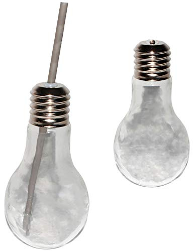 alles-meine.de GmbH 1 Stück Trinkglas/Glas - Glühbirne - Lampe - transparent/durchsichtig - mit Strohhalm & Deckel - je 0,2 Liter - Bunte Farben - Trinkbecher als Glas ..