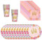 BlinBlin Pink Princess Party Vajilla, Princess Party Decorations Vajilla, Platos, Tazas, Servilletas, 20 Invitados Party Supplies