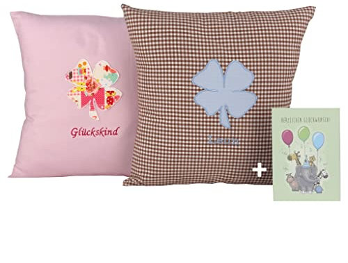 FADENZAUBER Babykissen personalisierbar mit Namen 40x40 cm für Jungen & Mädchen