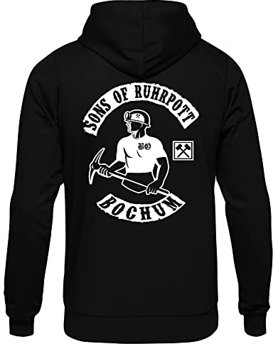 Sons of Ruhrpott Bochum Herren Kapuzenpullover | Glück auf Zeche Ruhrgebiet Ruhrpott Geschenke Männer Ruhrpott Pullover | M3 Schwarz