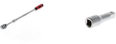 GEDORE red Teleskopknarre, Umschaltbar, Mit Druckknopfauslösung, 1/2 Zoll, Ergonomischer 2K-Griff, Stahlrohr, Rot/Schwarz & red Steckschlüsselverlängerung, 1/2'' 12,5 mm 4-kant Antrieb, 75 mm lang