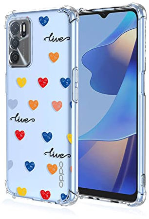 BORYA Hülle für Oppo A16/OPPO A16s/OPPO A54s, Stoßfest Weiches Transparent Silikon TPU Bumper Handyhülle Ultra Dünn Seidig Hochwertiges Elegant Schutzhülle, Liebe Herz