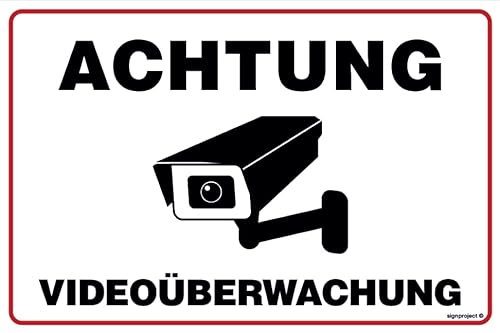 notlok Safety Work Videoüberwachung PVC-Schild [ 30x20cm ] - Achtung Kameraüberwachung - Kamera, Security Warnschilder Hinweisschild - Für Privatgrundstücke, Büros, Geschäfte und mehr, UV-beständig