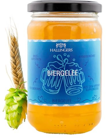 Hallingers Biergelee - Handgerührter Brotaufstrich aus Bier (Glas) - Geschenk im Sommer & als perfektes Grillgeschenk | Genesung Ruhestand Glückwunsch